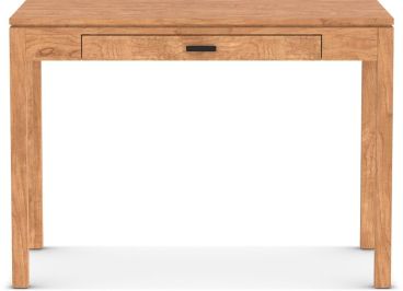 Solid cherry wood writing desk with a single drawer and minimalist modern design in a warm natural finish.
