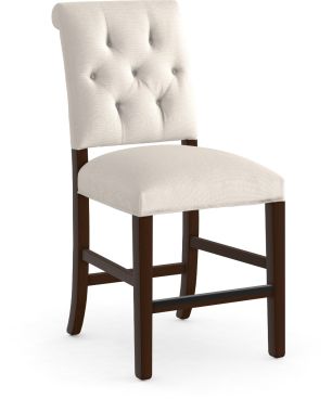 Elegant tufted counter chairs with dark wooden legs