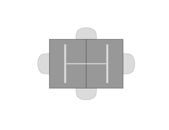 Visual of seating for Mission Trestle Table with four seats