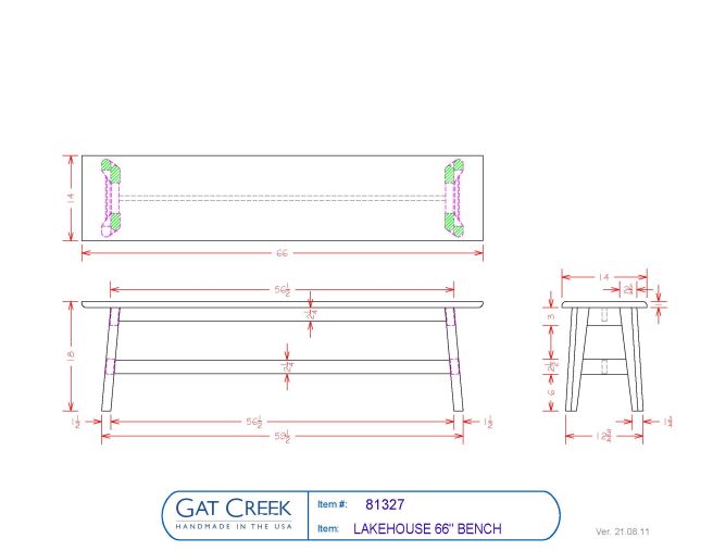 drawings for the Lakehouse Bench