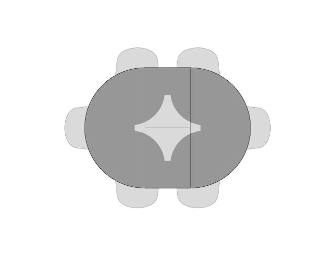 Visual of seating for 48" Meyer Round Pedestal Table with one leaf