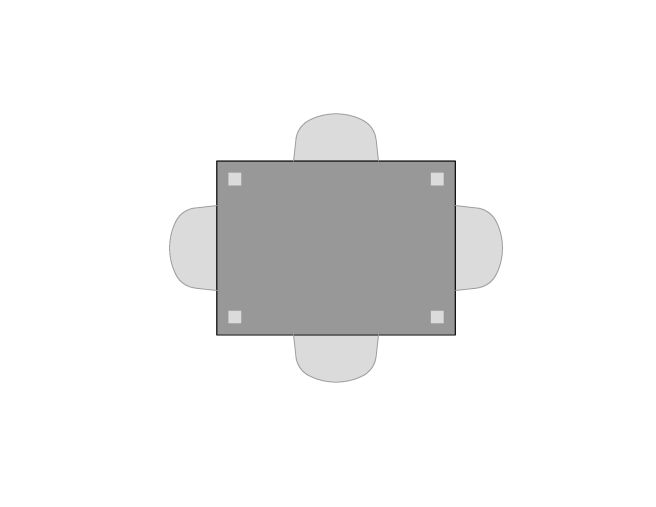 drawing showing seating for the 48 inch Brooklyn Table