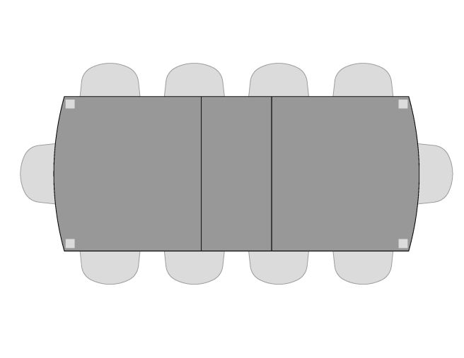Visual of seating for Sabin Dining Table with one leaf and 10 seats