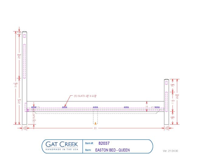 Drawings and dimensions for the Easton Bed