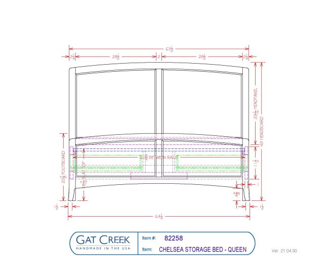 Drawings and dimensions for the Chelsea Bed