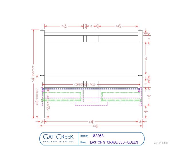 Drawings and dimensions for the Easton Bed