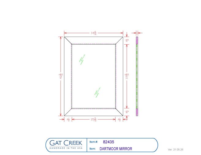 drawings with dimensions for the Dartmoor Mirror