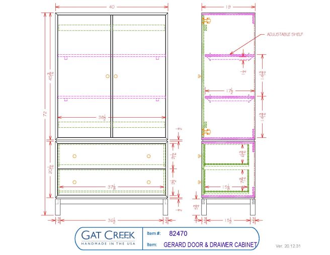 Drawings for the Gerard Door & Drawer Cabinet