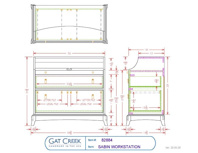 Drawings and dimensions for the Sabin Workstation