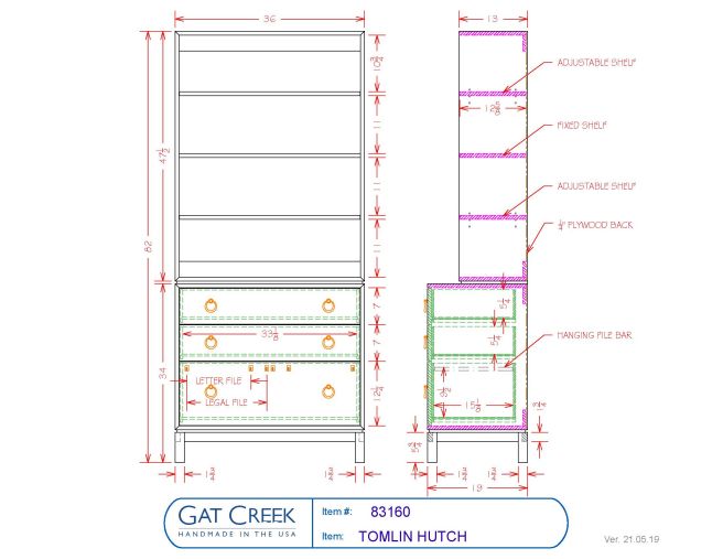 Drawings and dimensions for the Tomlin Hutch