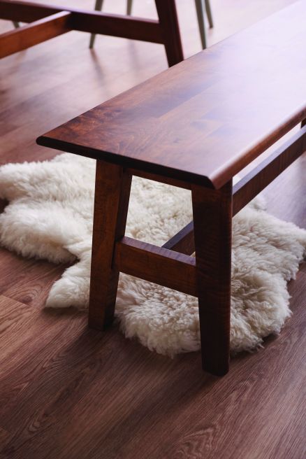 close up of details for the real Appalachian hardwood dining bench