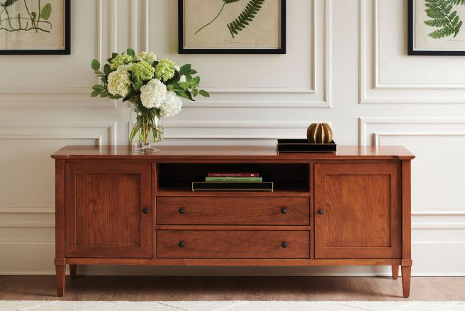 Handmade real wood Media Cabinet With Cable Management.